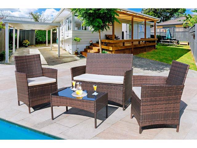 Homall 4 Pieces Outdoor Patio Furniture Sets Clearance Rattan .