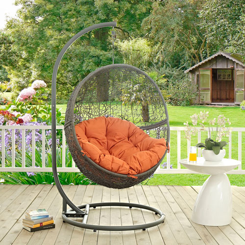 Modway Furniture Hide Outdoor Patio Swing Chair In Gray Orange Eei .