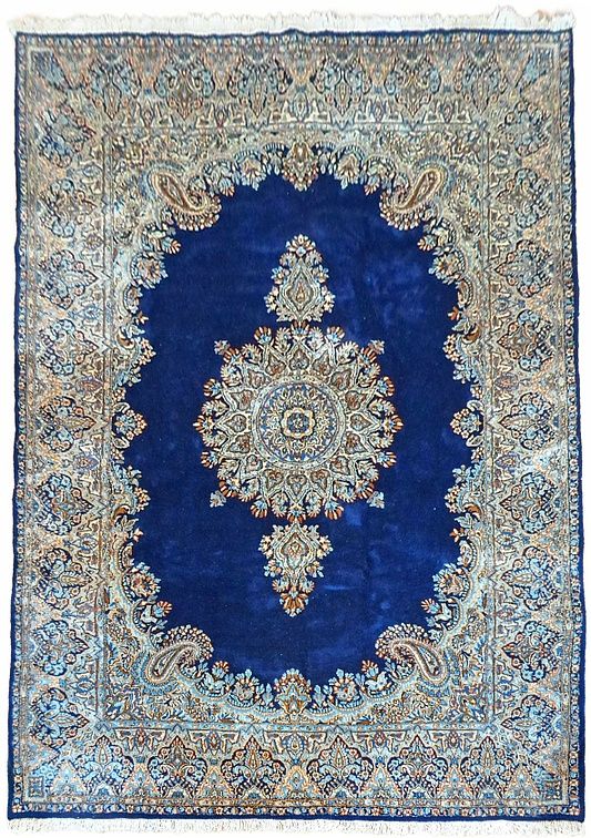 6' 7 x 9' 10 Navy Blue Kerman Persian Rugs (With images) | Blue .