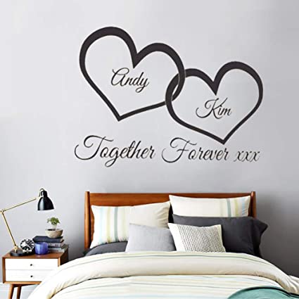Together Forever XXX Entwined Love Hearts Personalised Wall Art .
