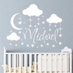 Personalised Wall Sticker For Nursery - Clouds, Moon & Stars Wall .