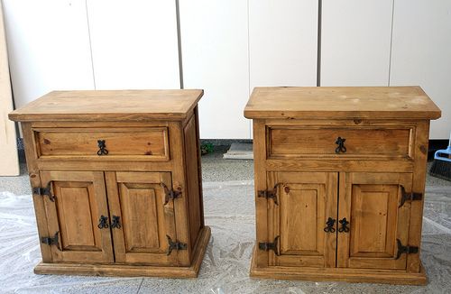 Refinish mexican pine.... Nightstands before they were painted. I .