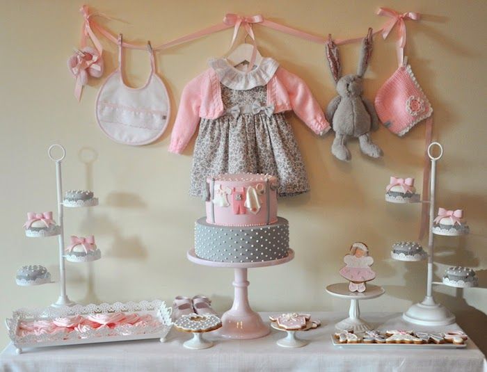 Pink And Grey Baby Shower Decorations