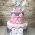 Elephant Diaper Cake in Pink and Gray, Elephant Baby Shower .