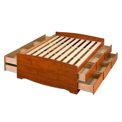 Prepac Captain's Cherry Queen Platform Bed with Storage at Lowes.c