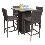 Rustico Pub Table Set With Barstools 5 Piece Outdoor Wicker Patio .