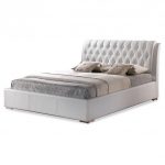 Bianca Modern Bed With Tufted Headboard White (Queen) - Baxton .