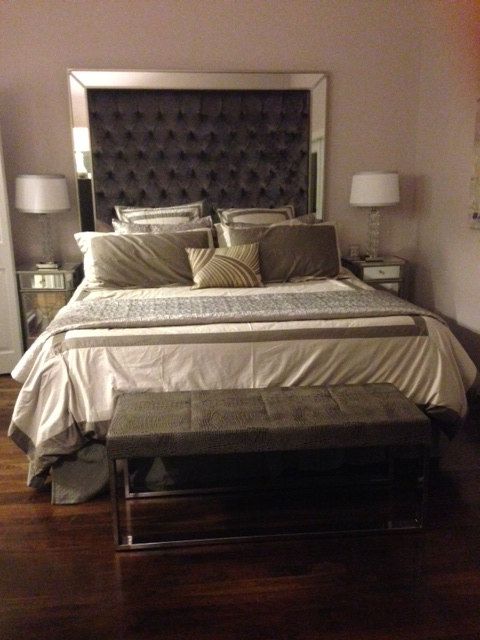 Headboard with Mirrors Extra Tall Headboard Queen Size Upholstered .