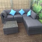 Minnie Rattan Corner Sofa with Footstool and Coffee Table in Ratt