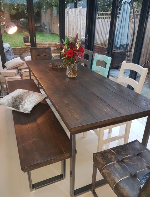 Industrial Dining Table Reclaimed Wood Reclaimed Scaffold | Et