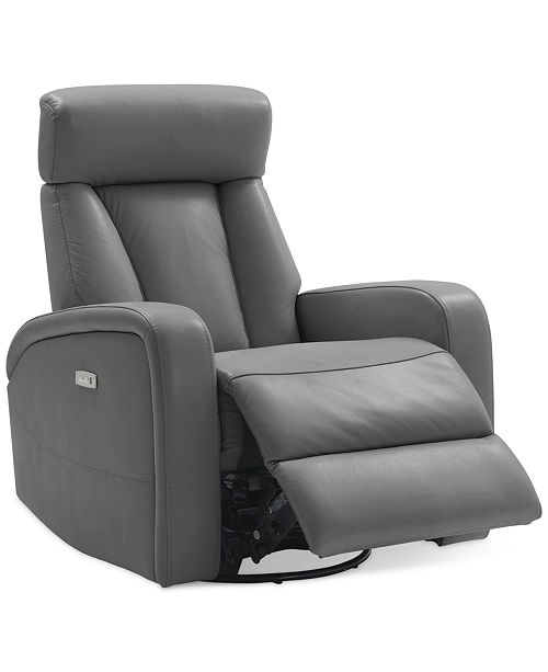Furniture Dasia Leather Swivel Rocker Power Recliner with .