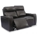 Furniture Oaklyn 61" Leather Loveseat With Power Recliners, Power .