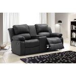 UFE Zoey Bonded Leather Reclining Loveseat with Center Console .