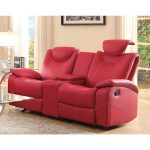 Glider Recliner Loveseat With Adjustable Headrest And Center .