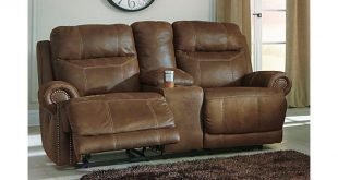 Austere Reclining Loveseat with Console Brown - Triad Goodwi