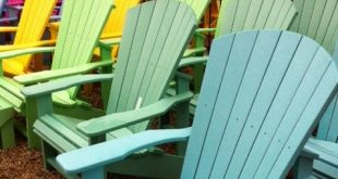A rainbow of recycled plastic Adirondack chairs from The Cottage .