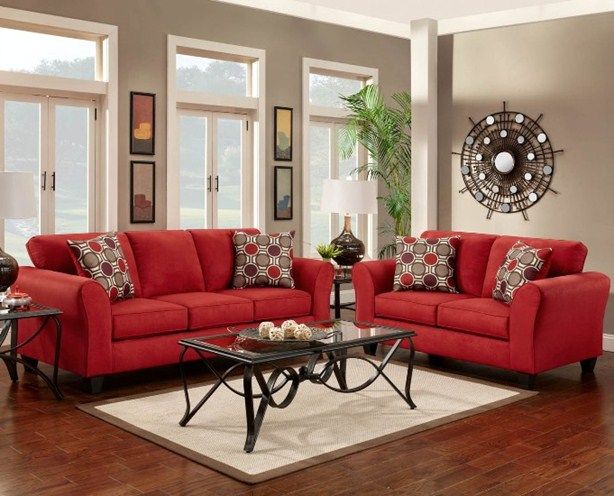 Red Sofa And Loveseat | Red couch living room, Red sofa living .