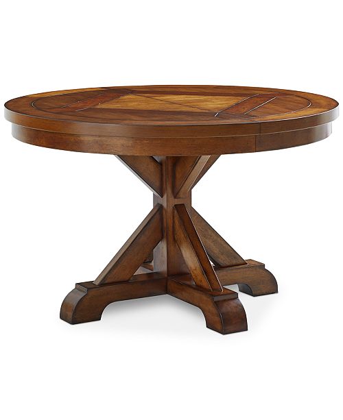 Furniture Closeout! Mandara Round Expandable Dining Trestle Table .