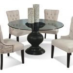 CMI Serena 5-Piece Contemporary Round Glass Table and Upholstered .