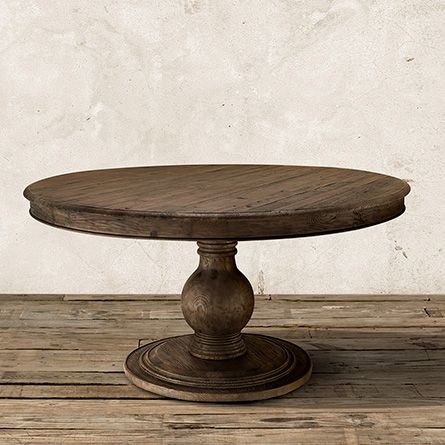Lara 60" Round Pedestal Dining Table in Brown | Round pedestal .