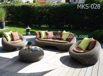 Wicker Round Rattan Garden Sofa Set Furniture- Patio Garden .