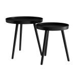 Lavish Home Wooden Nesting Round Tray Top Matte Black Side Tables .
