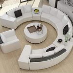 Amazon.com: Modern Curved top Grain Round Leather Sofa Living Room .