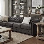 Grey Farmhouse Sofa in Linen or Velvet | Rustic Living Room Furnitu