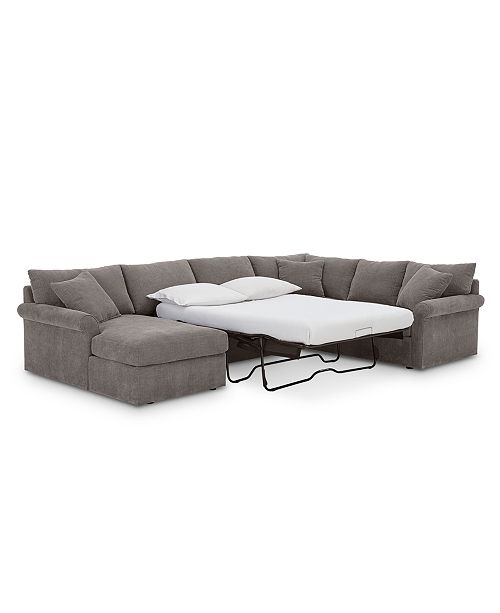 Furniture Wedport 3-Pc. Fabric Sofa Return Sleeper Sectional with .