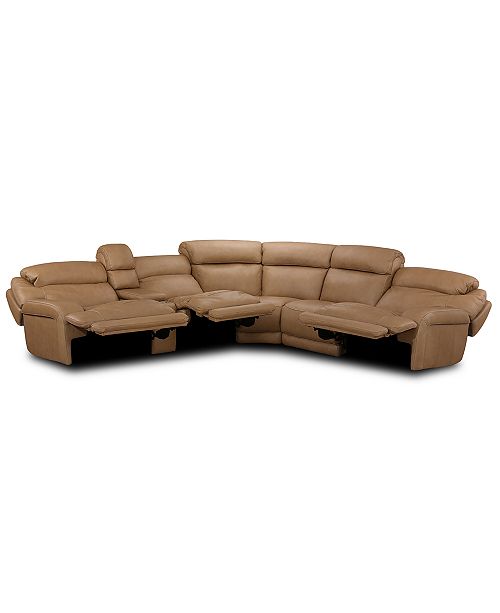 Furniture Daventry 6-Pc. Leather Sectional Sofa With 3 Power .