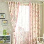 Romantic Pink Floral Poly/Cotton Shabby Chic Curtai
