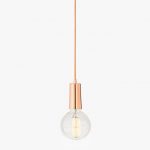 Rose Gold Single-Bulb Hanging Textile Cord Pendant with Vintage .