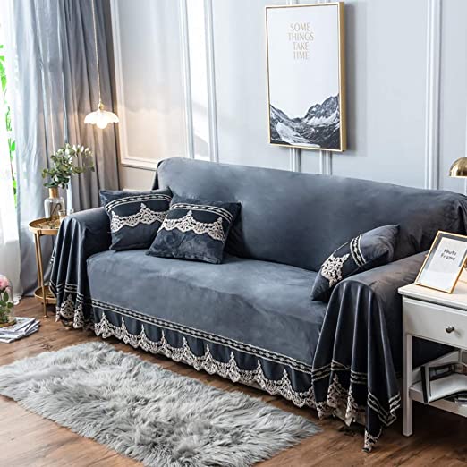 Amazon.com: Plush sofa slipcover,1-piece vintage lace suede couch .