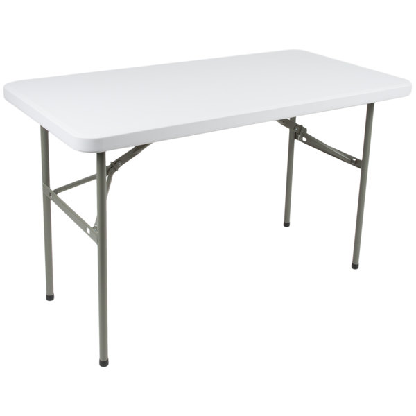 Folding Table, 24" x 48" Heavy Duty Plastic, White Granite .