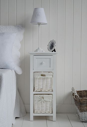Bar Harbor narrow white bedside table. Bedroom Furniture | White .
