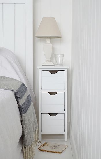 White Bedside Tables in 2020 | Small white bedside table, Side .