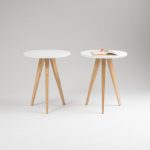 Pair of round white nightstand small bedside table with three | Et