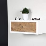 White Floating nightstand bedside table drawer in solid old | Et