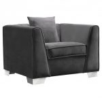 Armen Living Cambridge Contemporary Sofa Chair Velvet Dark Gray .