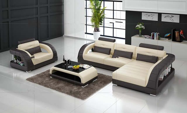 Modern sectional leather sofa for living room sofa L shaped sofa .
