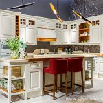 White L-Shape Solid Wood Kitchen Cabinet With Island PLCC19102 .