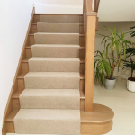 Great to see this one finished; oak stairs with carpet runner .