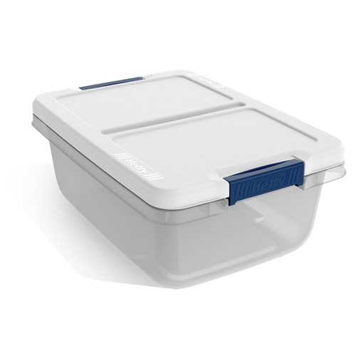 Hefty 3.75-Gallon (15-Quart) Clear Base with White Lid Tote with .