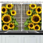 Sunflower wood board Kitchen Curtains 2 Panel Set Decor Window .