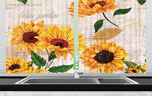 kitchen curtains sunflower design