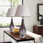 Table Lamps for Living Room Set of 2 Gray Ombre Glass 28 inch .