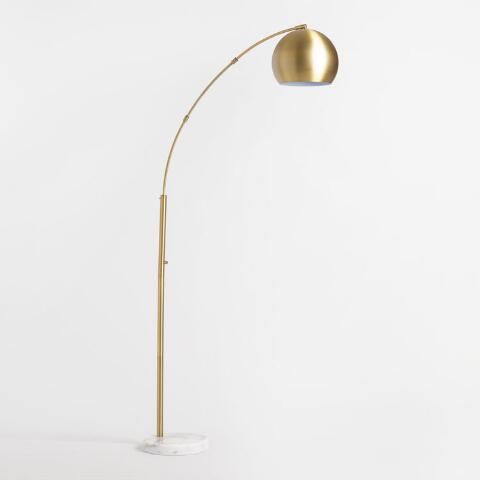 Brass Arc and White Marble Hayden Floor Lamp | Floor lamp, Tall .