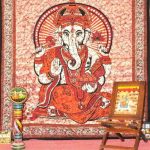 hindu wall tapestry - red ganesha tapestry wall hangi