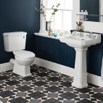 Modern and traditional basin and toilet suit