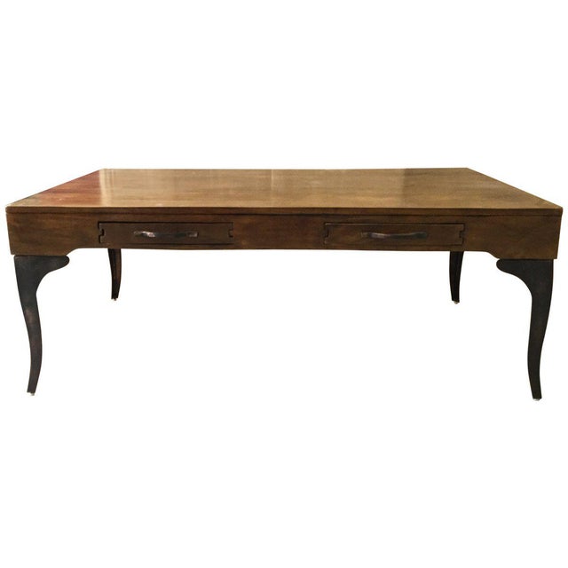 Traditional Wooden Coffee Table With Metal Legs , Table With .